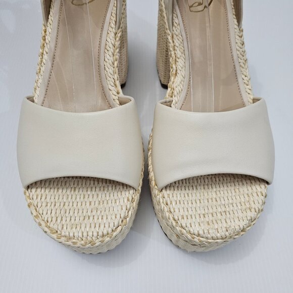 NEW Sam Edelman Immie Sandal Womens 10 Chunky Platform Block Heel Cream Leather - Picture 5 of 13